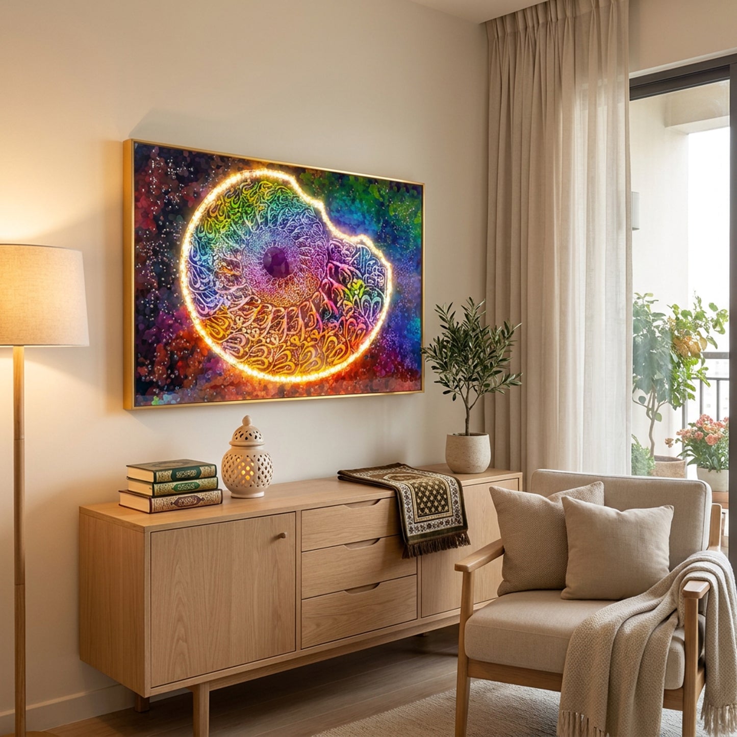LED 90 x 150cm Arabic Calligraphy Frame Multicoloured