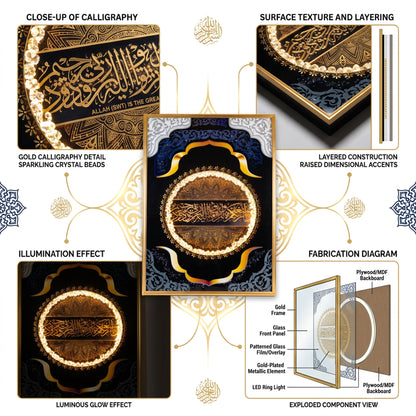LED 50 x 90cm Ayatul Kursi Frame Multicoloured