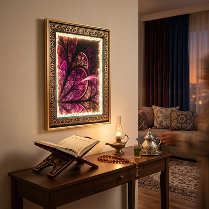 LED 50 x 90cm Floral Frame Multicoloured