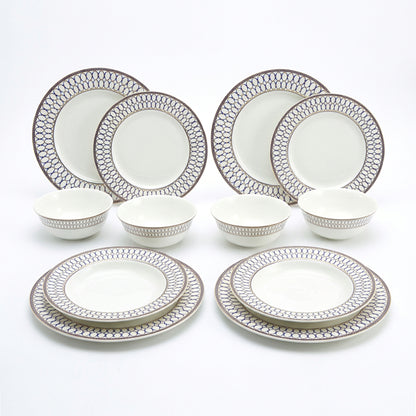 La Opala Pearl 12 Piece Dinner Set Roman Blue