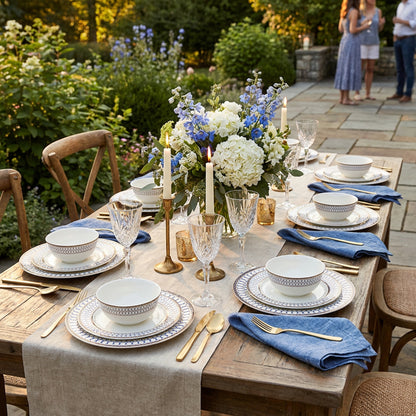 La Opala Pearl 12 Piece Dinner Set Roman Blue