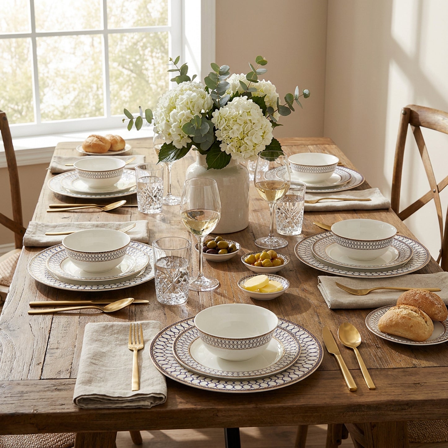 La Opala Pearl 12 Piece Dinner Set Roman Blue