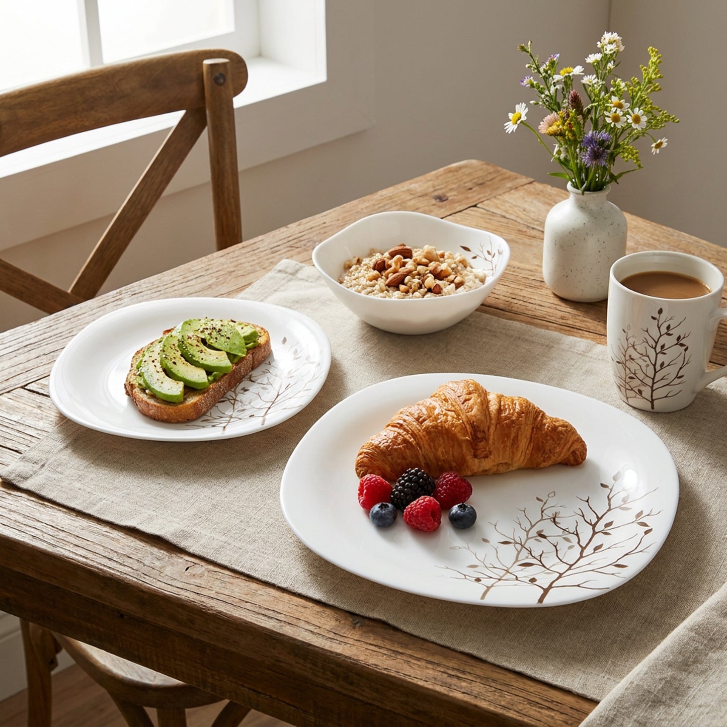 La Opala Quadra 12 Piece Dinner Set Autumnal