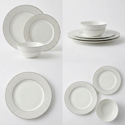 La Opala Velvet 12 Piece Dinner Set Pearl White