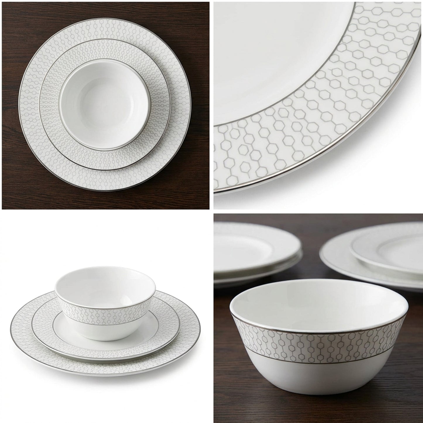La Opala Velvet 12 Piece Dinner Set Pearl White