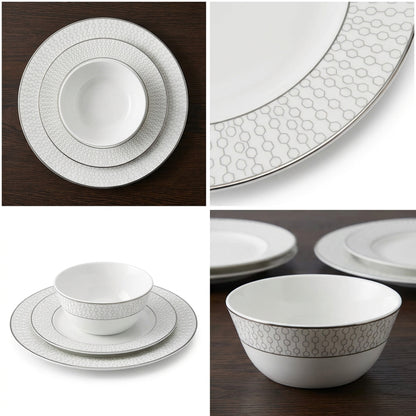 La Opala Velvet 12 Piece Dinner Set Pearl White