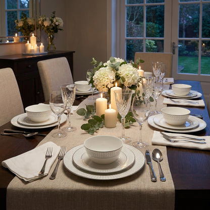 La Opala Velvet 12 Piece Dinner Set Pearl White