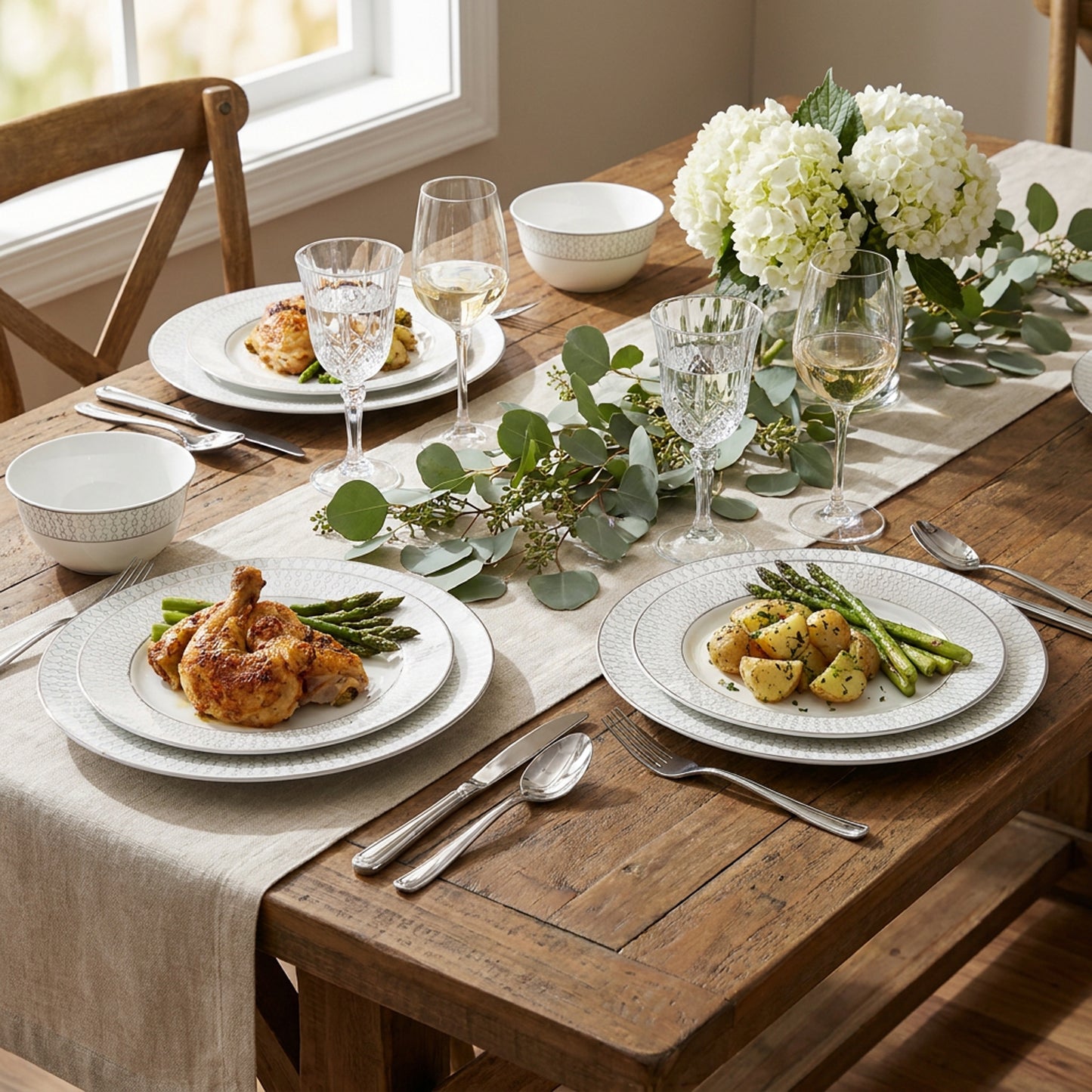 La Opala Velvet 12 Piece Dinner Set Pearl White