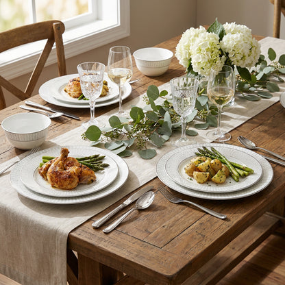 La Opala Velvet 12 Piece Dinner Set Pearl White