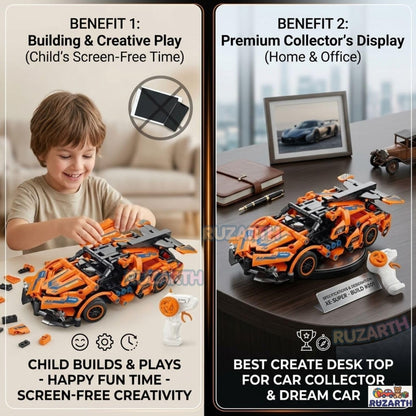 RC 319 Piece Car Building Block Set Orange