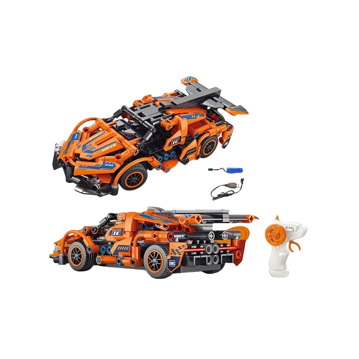 RC 319 Piece Car Building Block Set Orange