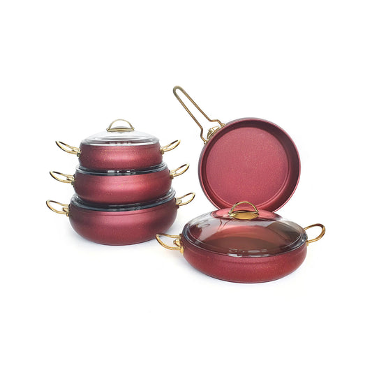 Leydi Elite 9 Piece Cookware Set Red