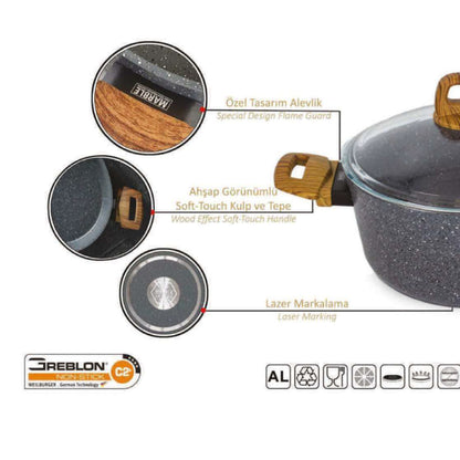 Leydi Natura Kısa 26cm Low Casserole Grey