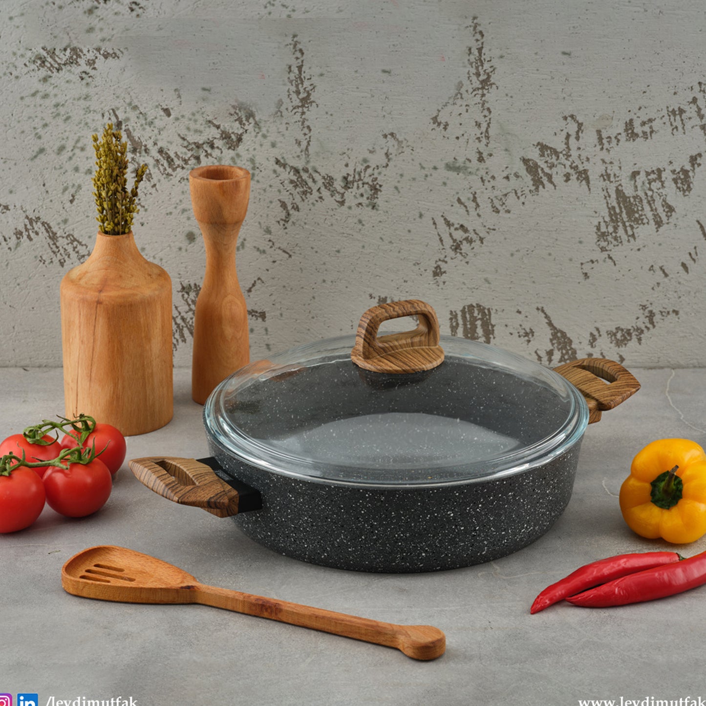 Leydi Natura Kısa 28cm Low Casserole Grey