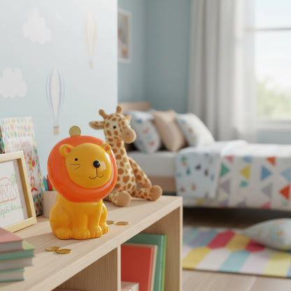 Lion Ceramic Money Bank Orange