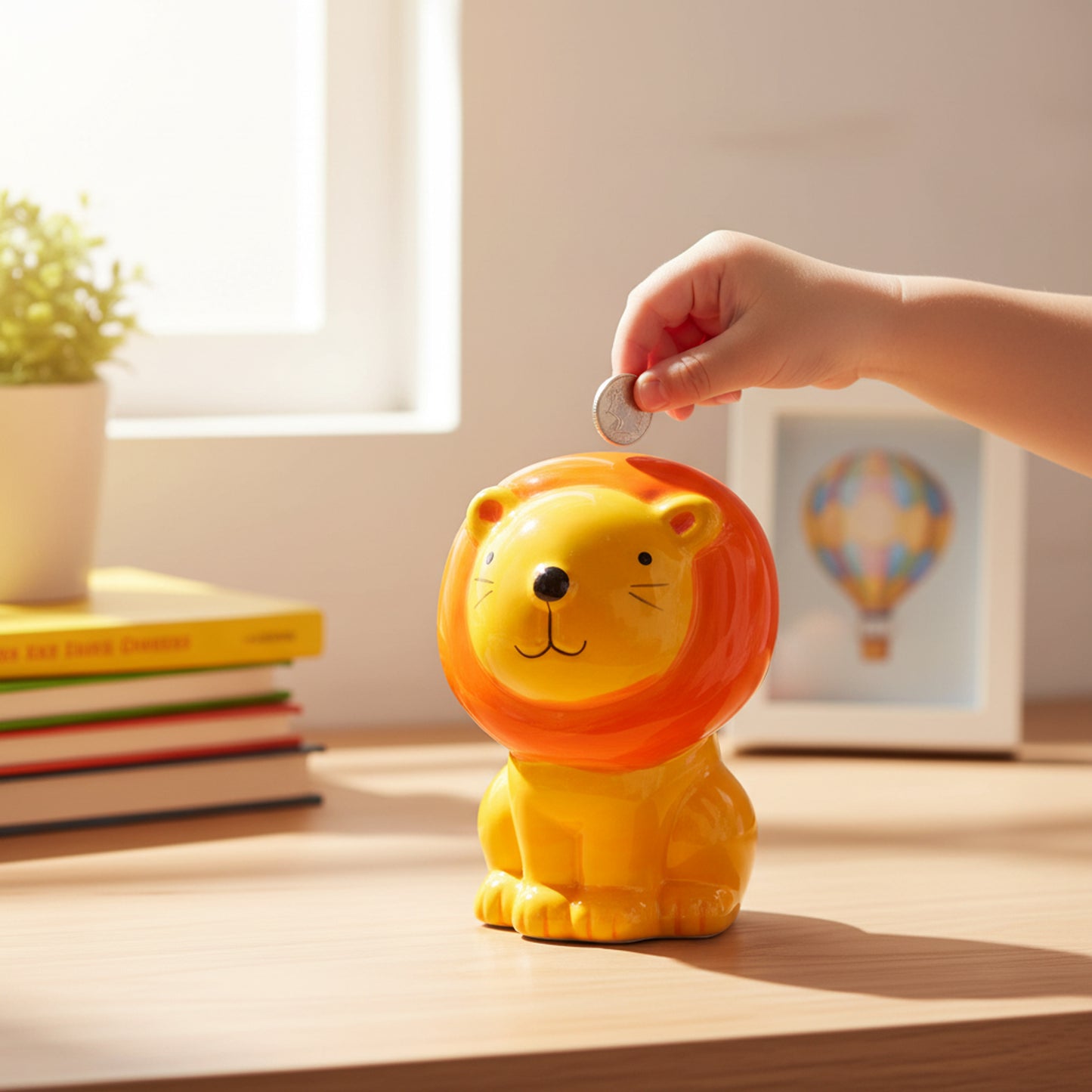 Lion Ceramic Money Bank Orange