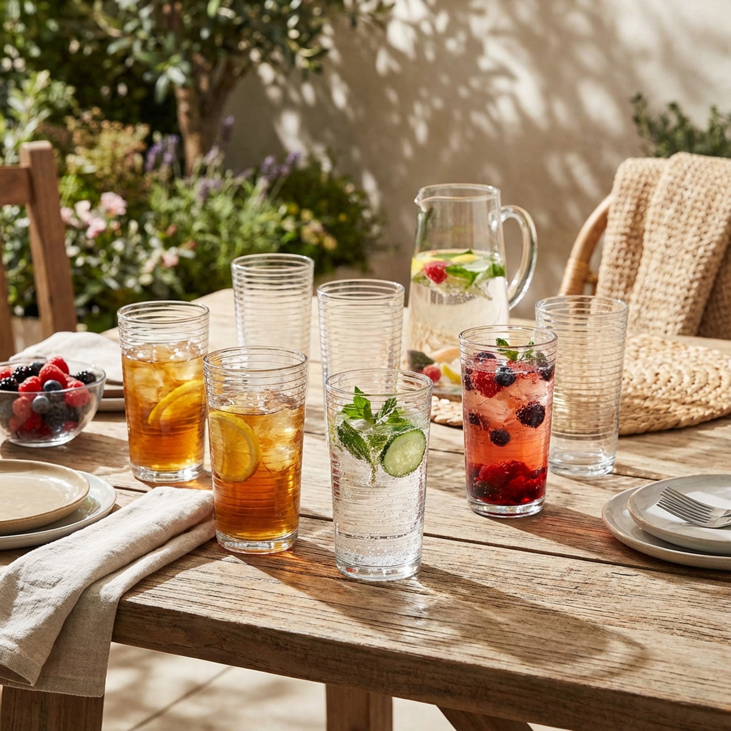 260ml 6 Piece Line Design Tumbler Set Clear