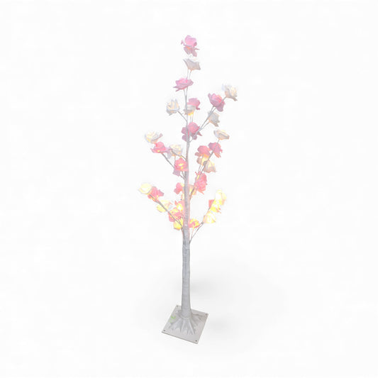 1.2m LED Tree with Roses Pink & White