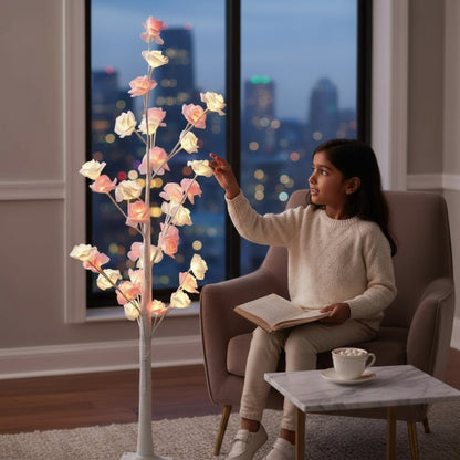 1.2m LED Tree with Roses Pink & White