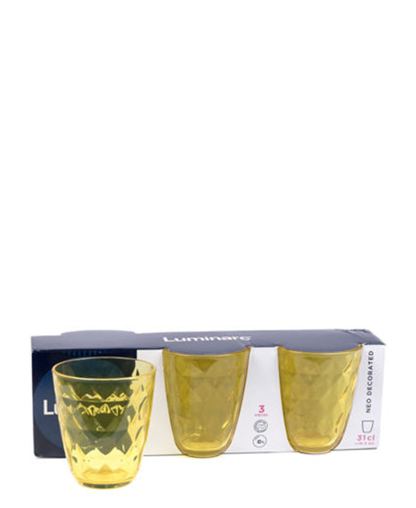 Luminarc 3 Piece Neo Decorated Tumbler Set - Yellow