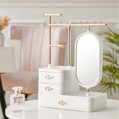 Antalya Jewelry Organizer Stand with HD Mirror White