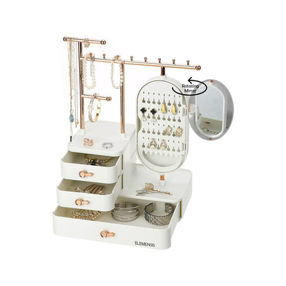 Antalya Jewelry Organizer Stand with HD Mirror White