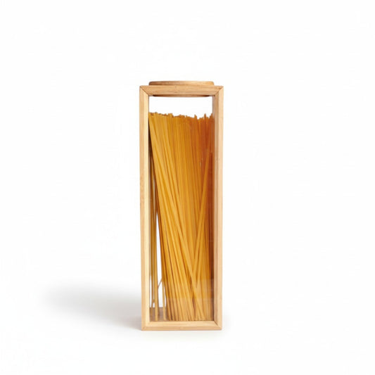Bamboo Pasta Canister Clear
