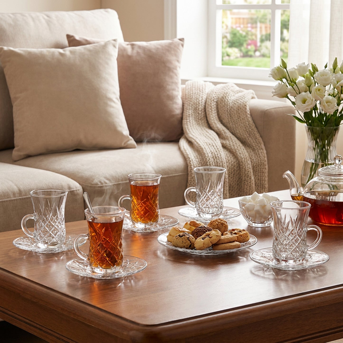 12 Piece Cup & Saucer Set Clear