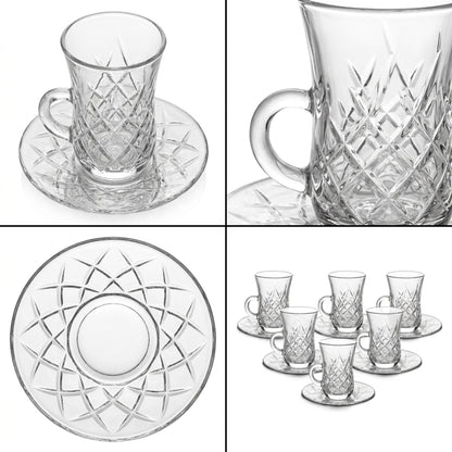12 Piece Cup & Saucer Set Clear