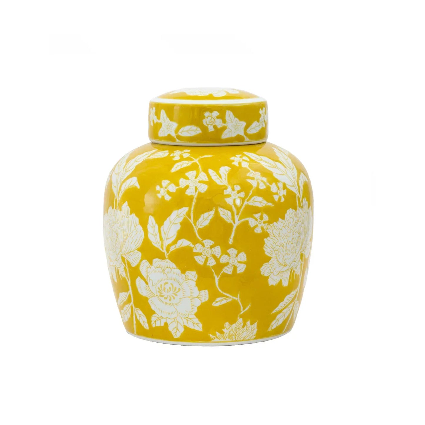 Urban Decor 24 x 21cm Ginger Jar Yellow & White