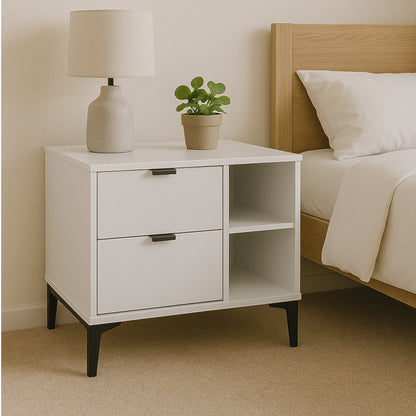 Exotic Designs Modern Nightstand with LED Accent Light White