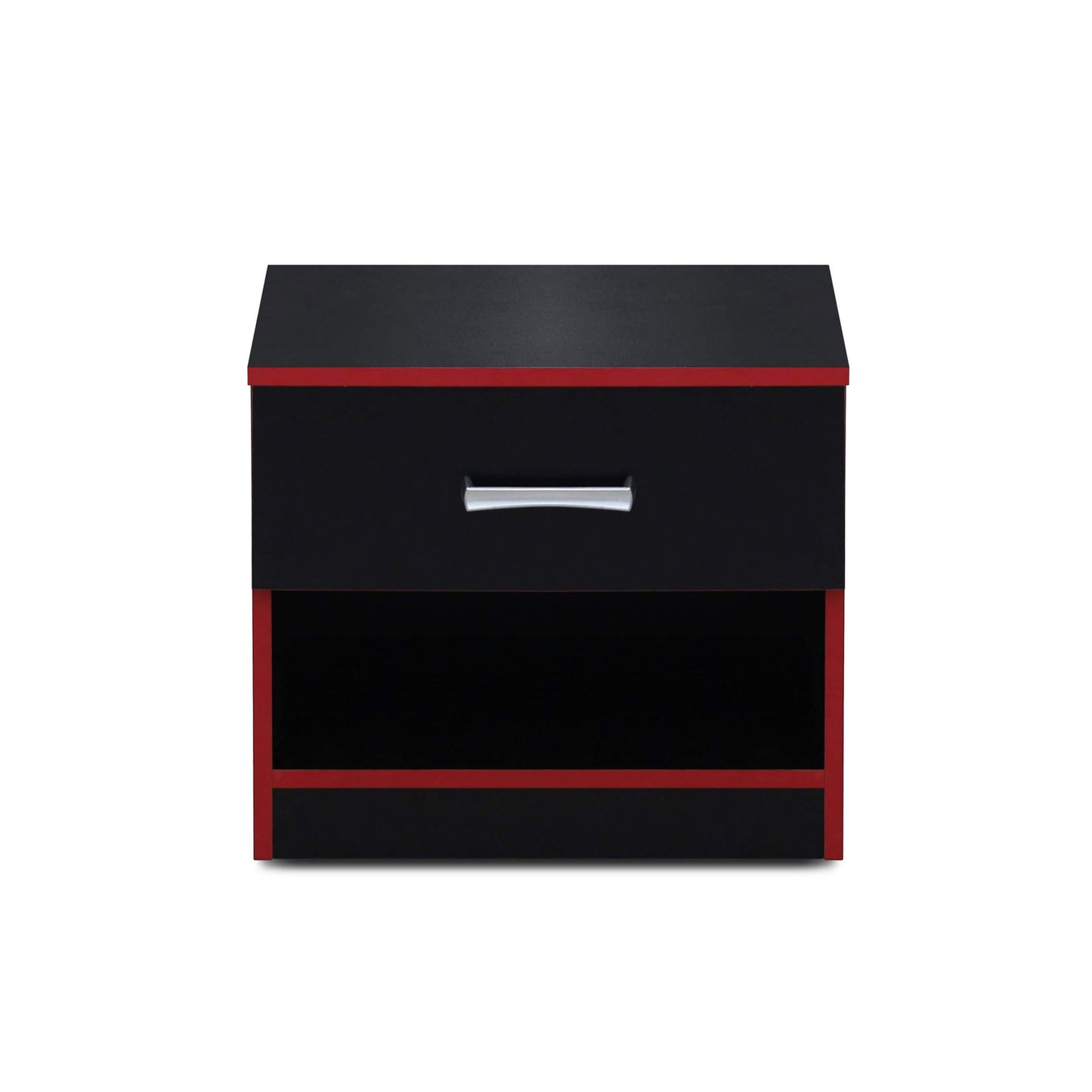 Dual Space Nightstand Black & Red
