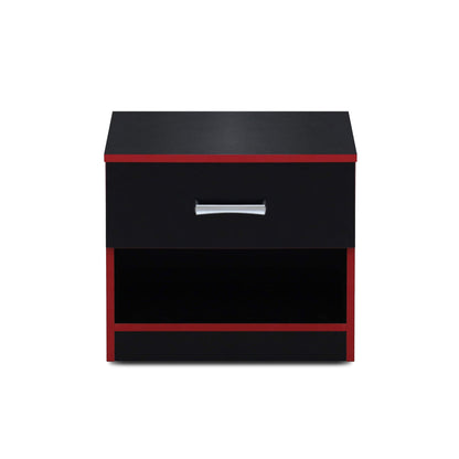 Dual Space Nightstand Black & Red