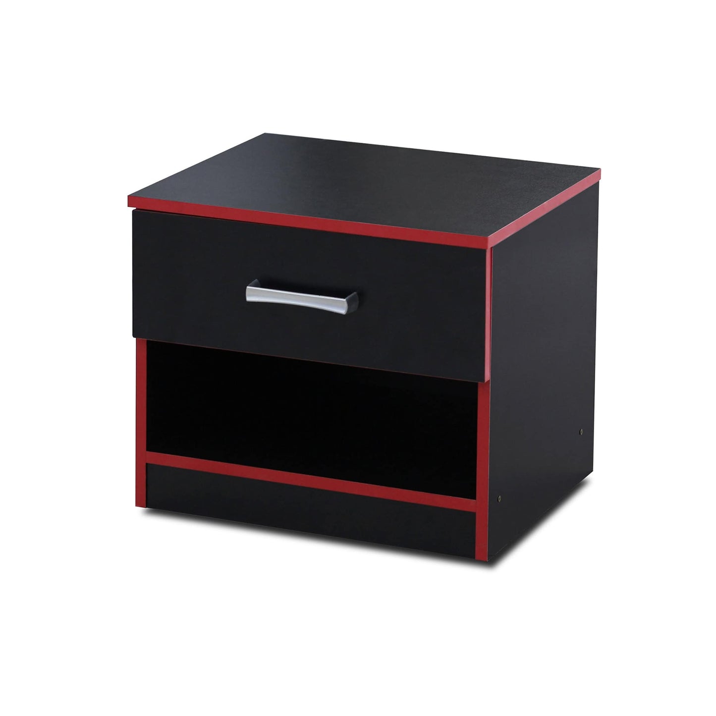 Dual Space Nightstand Black & Red