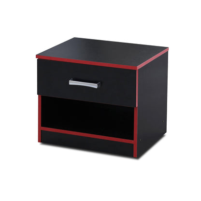 Dual Space Nightstand Black & Red