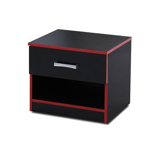 Dual Space Nightstand Black & Red