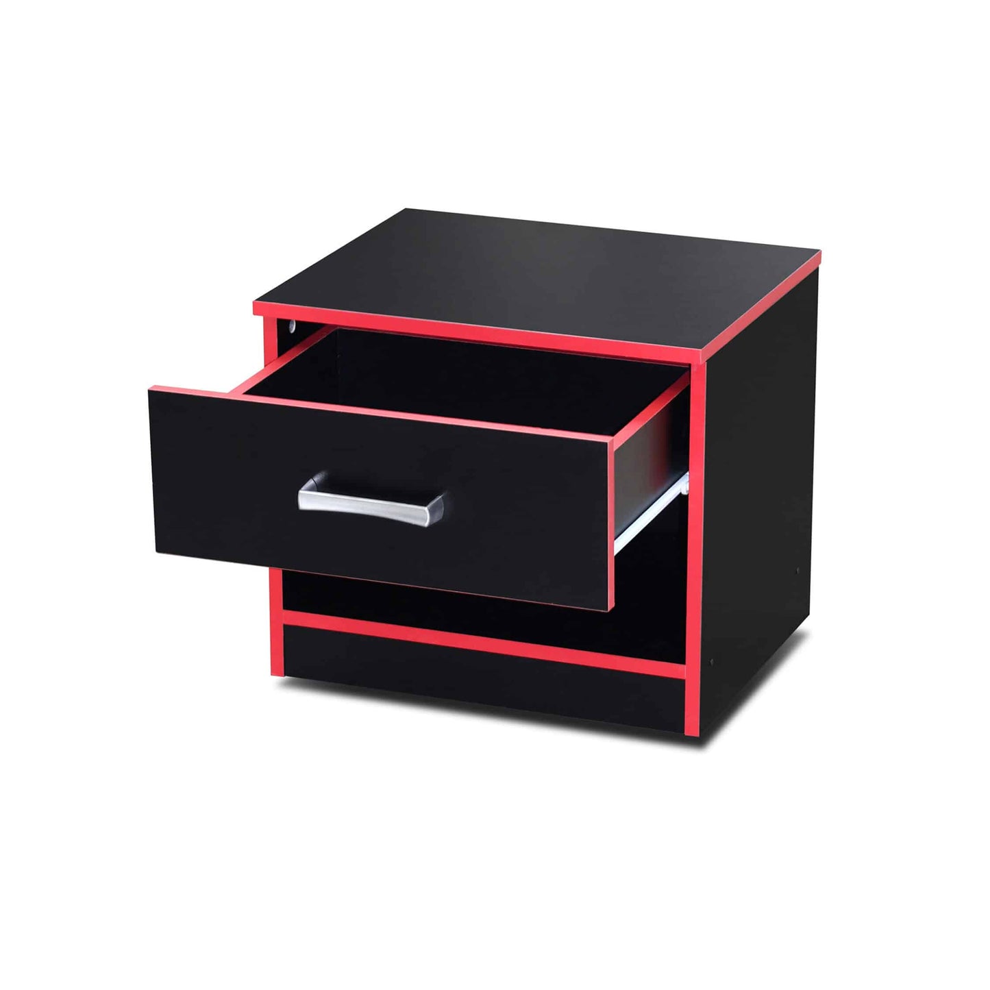Dual Space Nightstand Black & Red