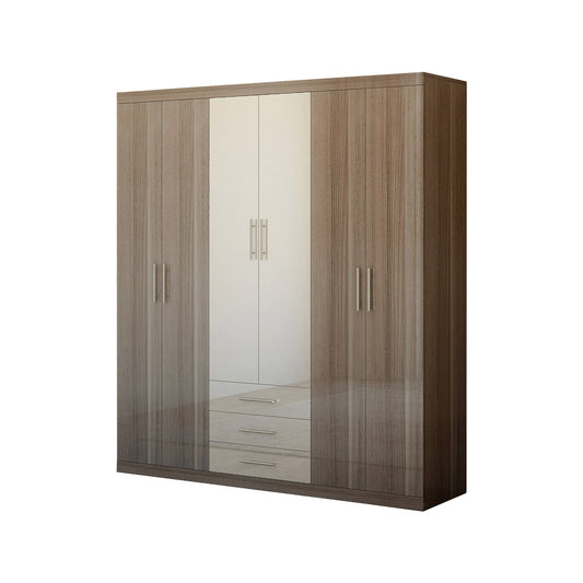 Exotic Designs Modern 4 Door Wardrobe - Capuccino & Wood