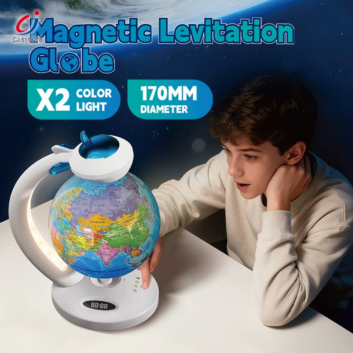 Magnetic Levitation Globe with Bluetooth Speaker & USB White