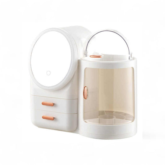 Antalya Cosmetics Storage Organizer with LED Lighted Mirror White