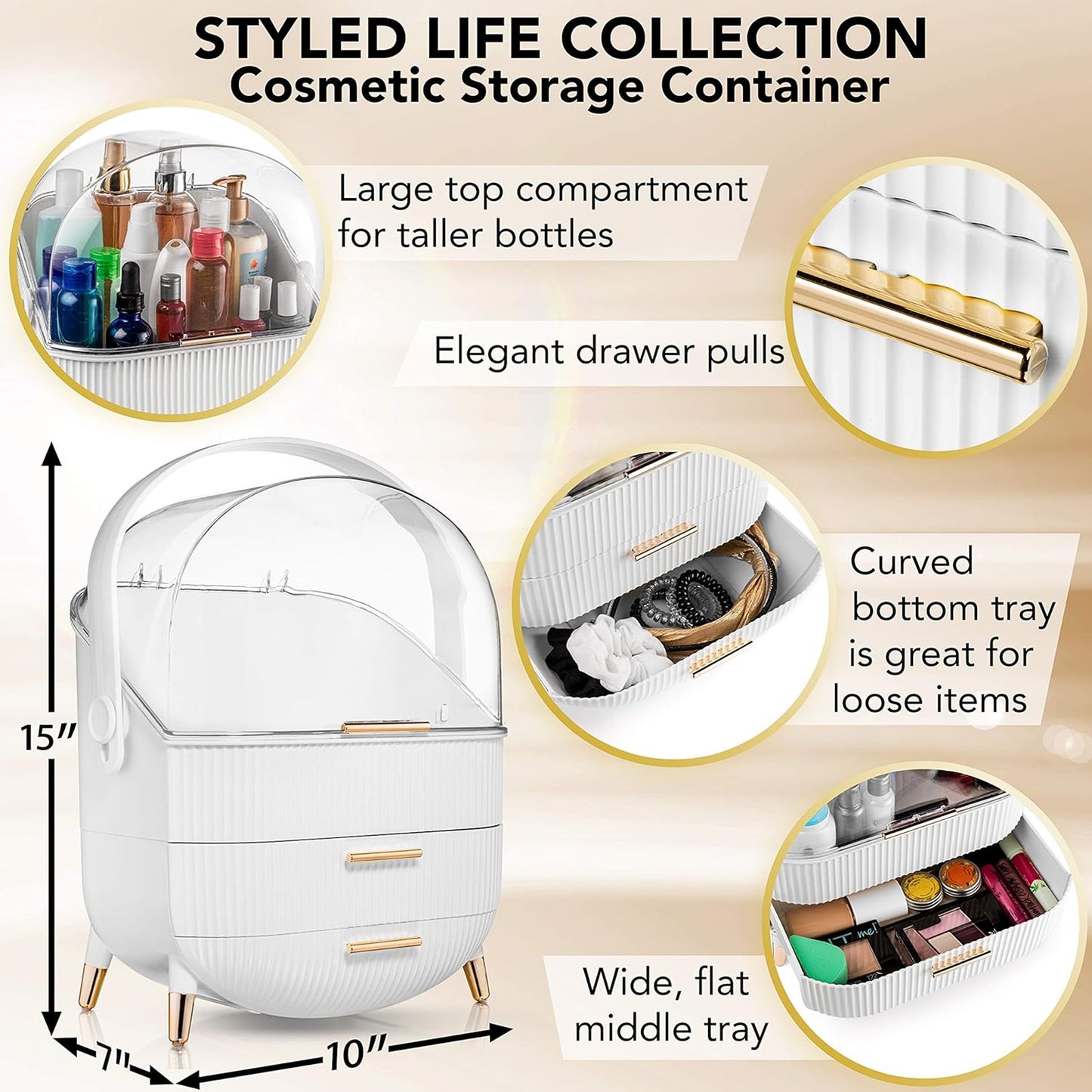 Antalya Cosmetic Organiser with 2 Drawers White