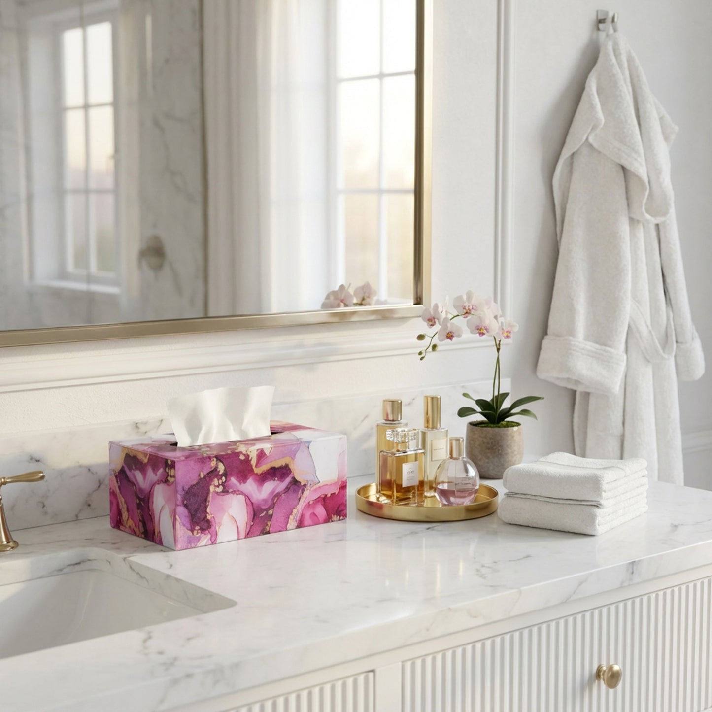 Marble Design Tissue Box Pink