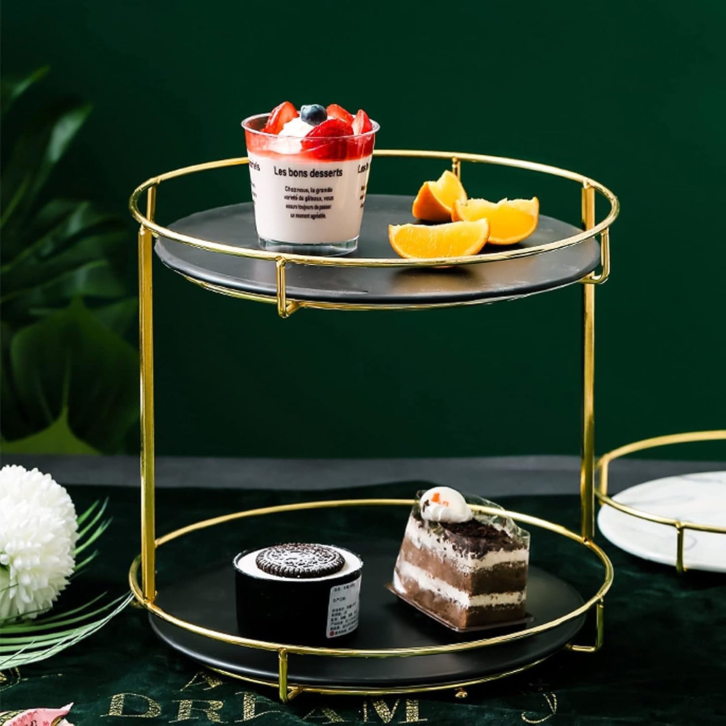 Urban Decor Marble Cake Stand Black