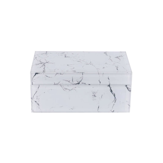 Urban Decor Marble Glass Accessory Box White