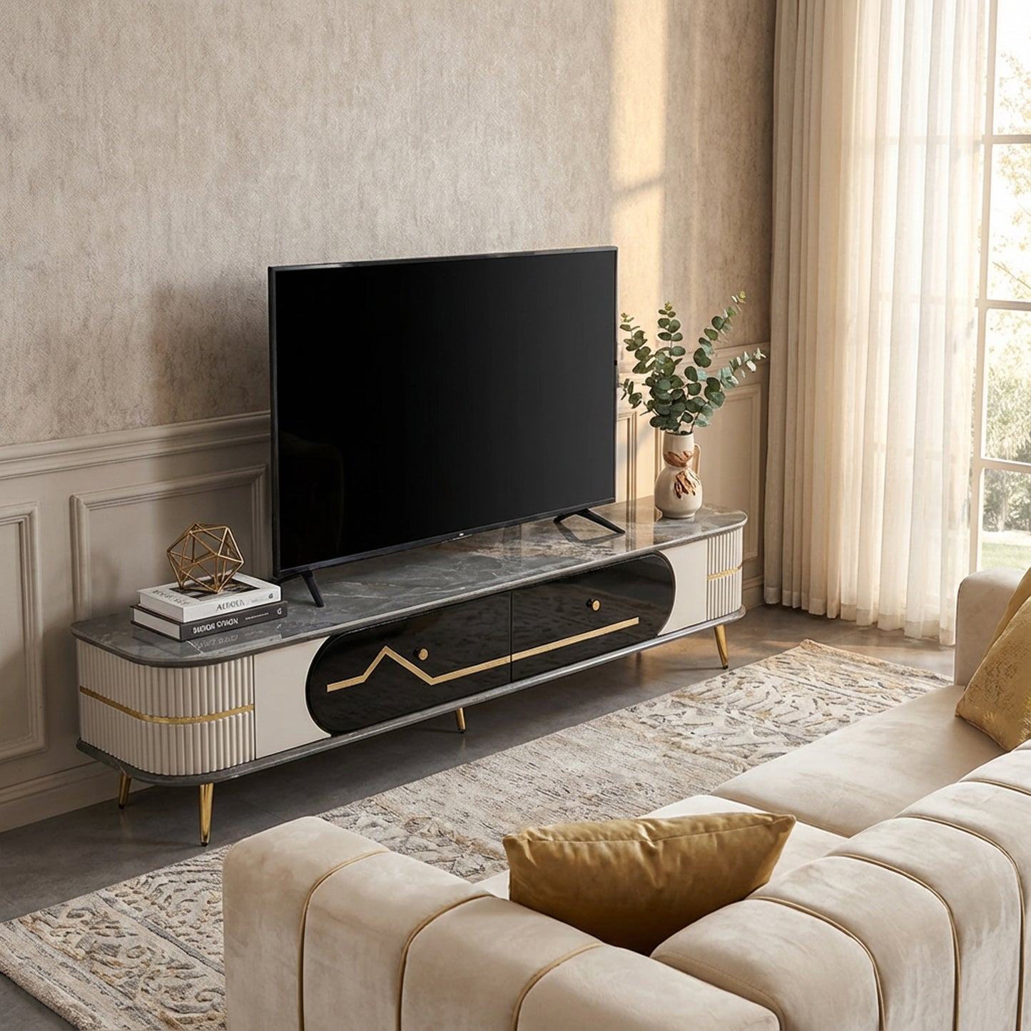 Marble Top TV Stand Multicoloured