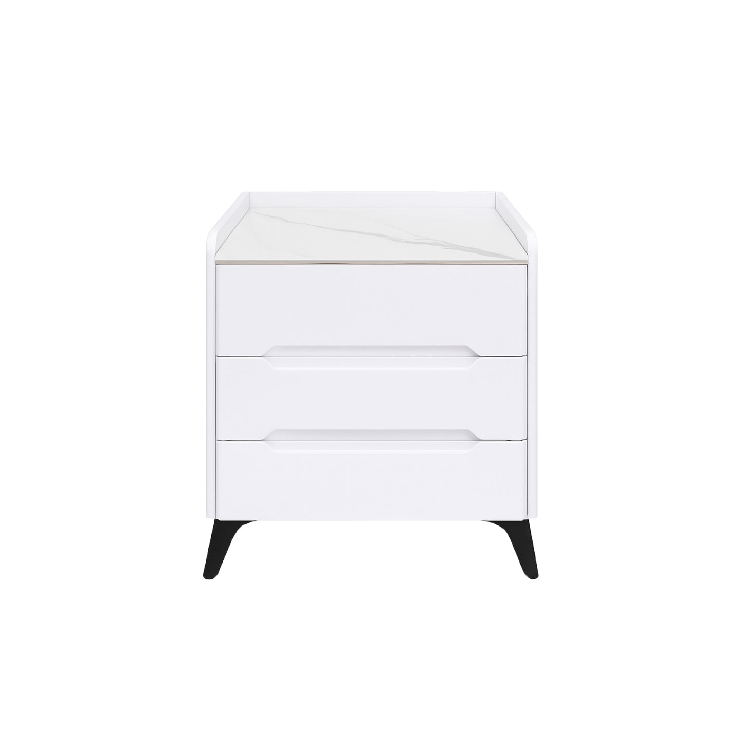 Marble Top 3 Drawer Nightstand White
