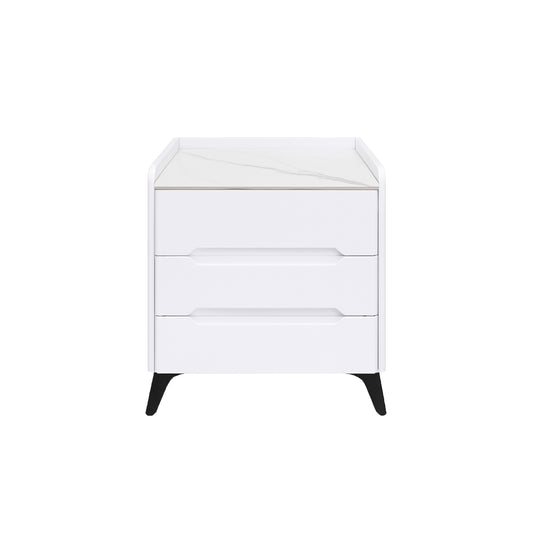 Marble Top 3 Drawer Nightstand White
