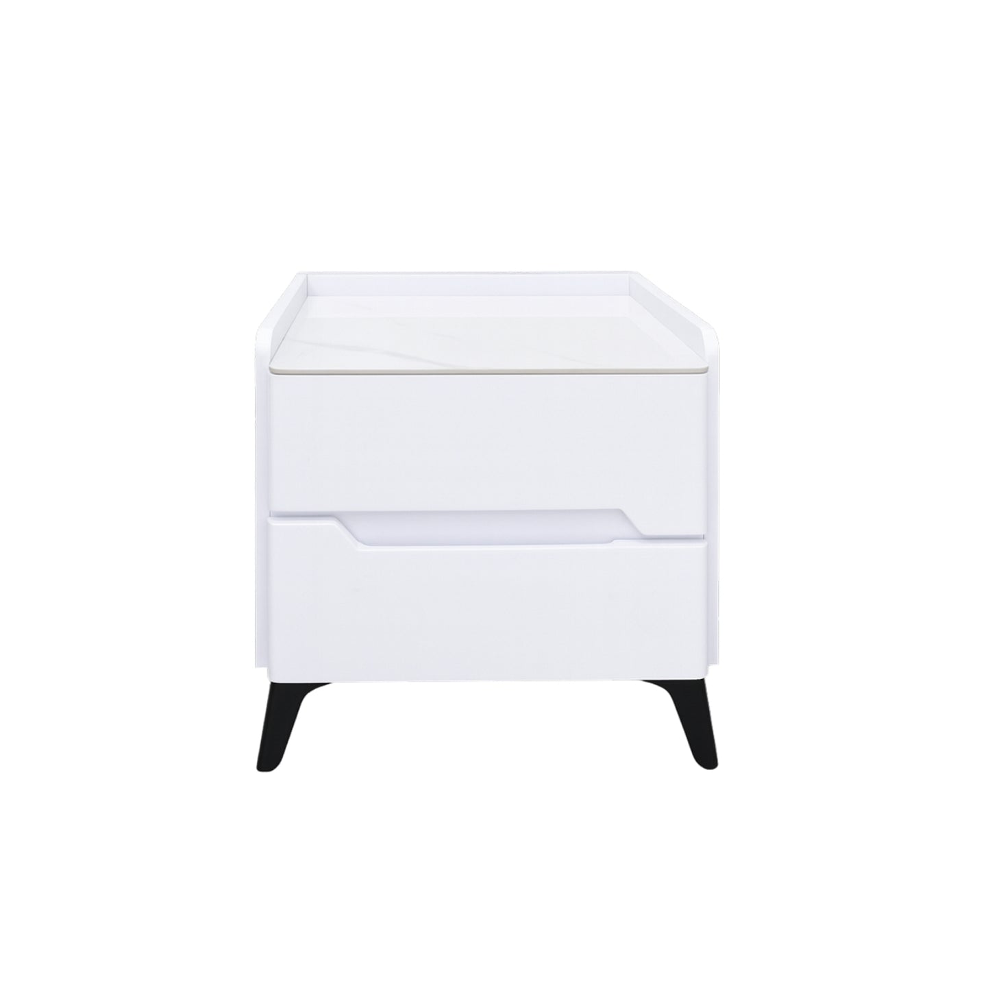 Marble Top 2 Drawer Nightstand White