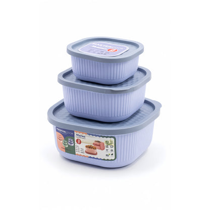 Mastercook Marina 3 Piece Square Container Set Blue