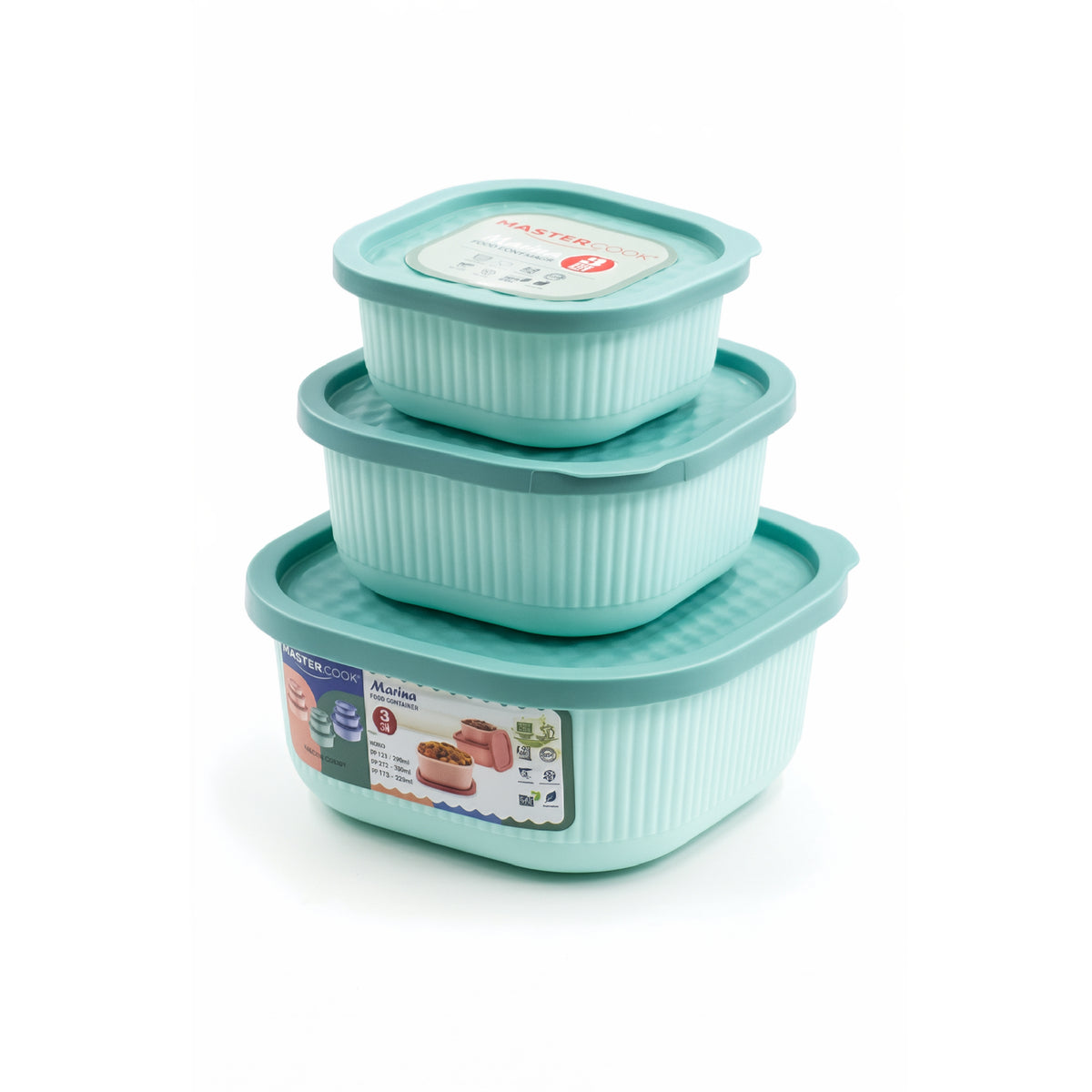 Mastercook Marina 3 Piece Square Container Set Green
